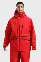 Men's Neon Red Multifunctional Waterproof Insulated Snow Jacket
